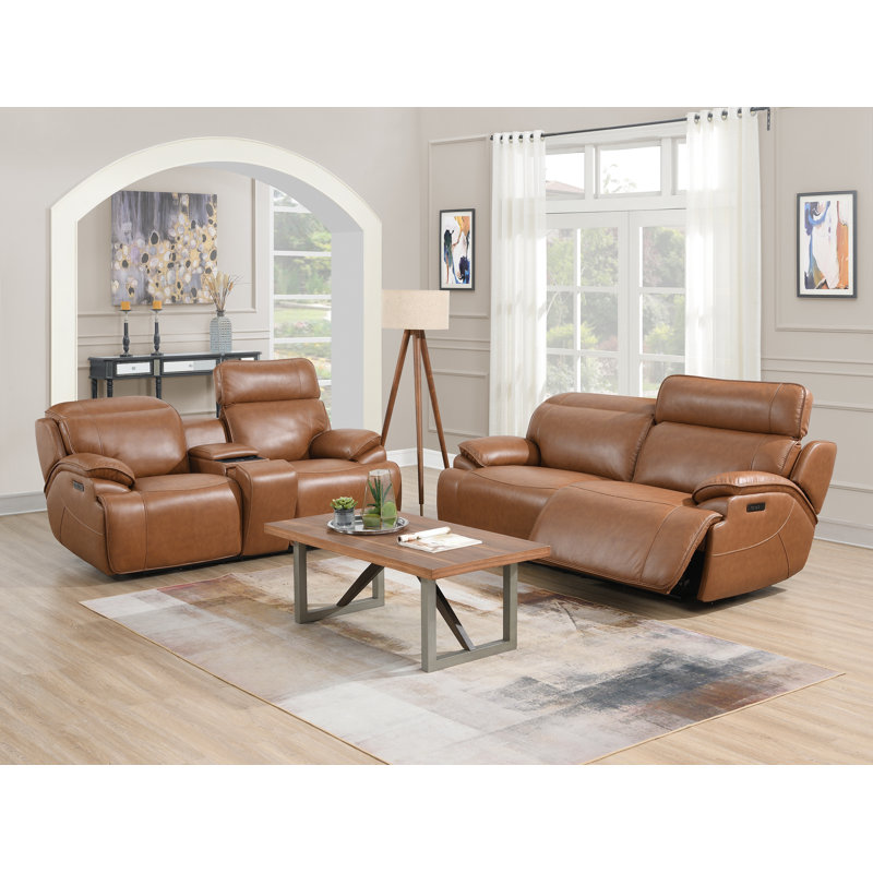 Manhattan, 2 Pieces Livingroom Set, Faux Leather Dual Power Recliner Loveseat with Power Adjustable Headrest