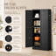 Garde-manger en métal noir avec portes magnétiques et ancrage mural, hauteur de 61 pouces avec 4 tablettes réglables, acier thermolaqué pour le rangement de la cuisine-895932620