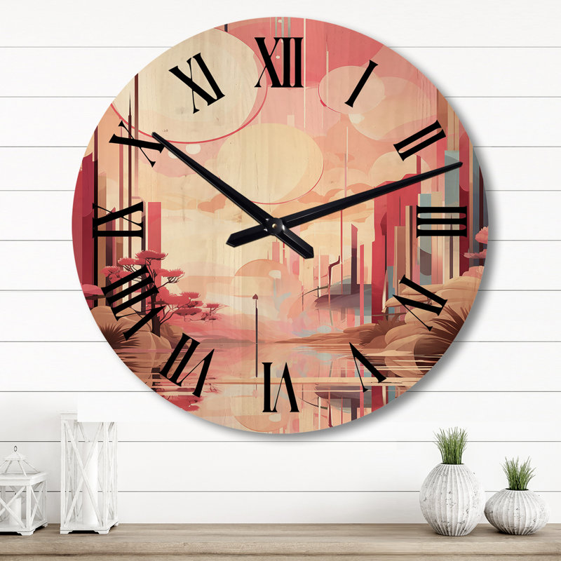 Horloge murale en bois massif Phillipsburg, Grand