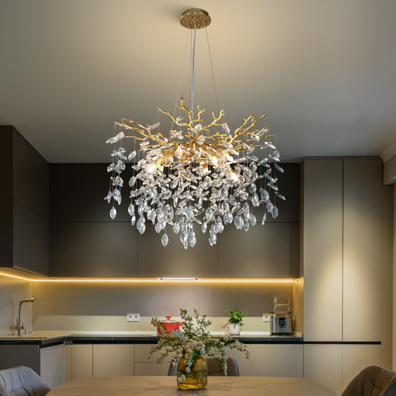Lustre en cristal Paree Luxury, H 17,7 po x l 23,6 po x P 23,6 po, Doré