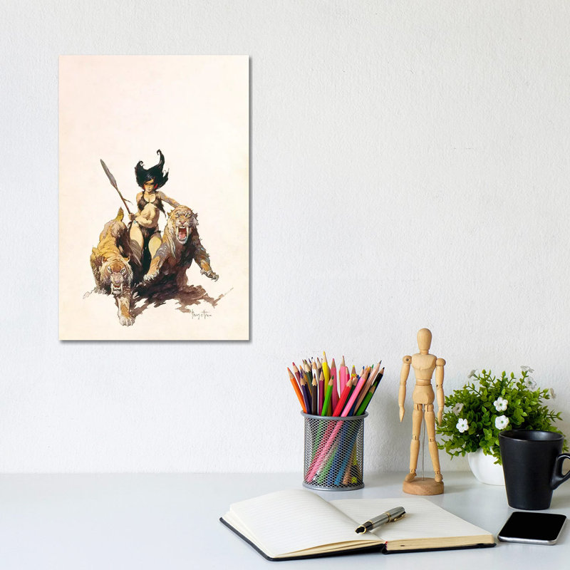 «The Huntress» par Frank Frazetta, impression sur toile tendue, H 12 po x l 8 po x P 0,75 po