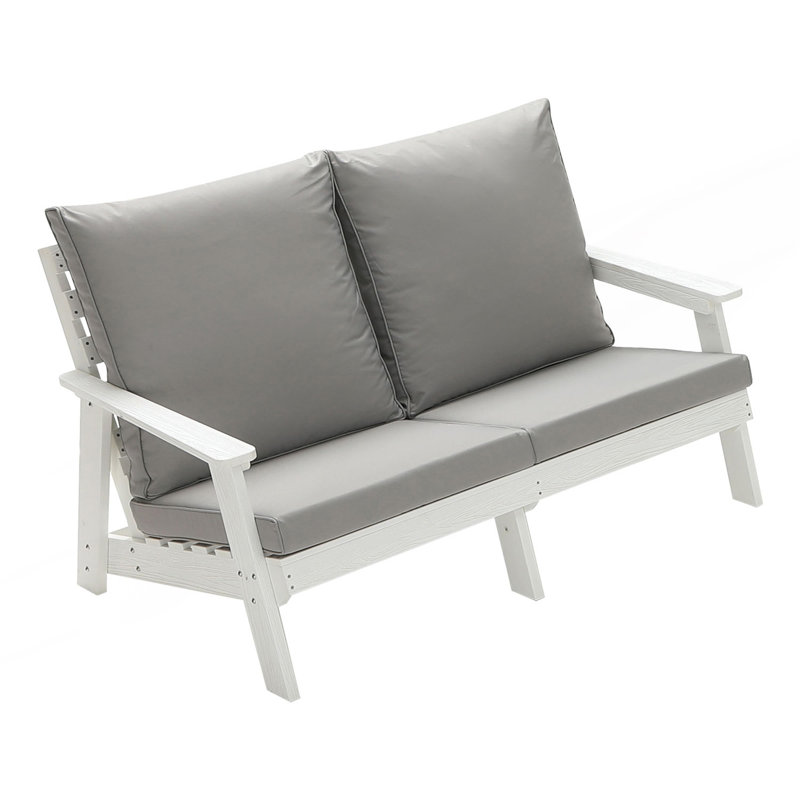Causeuse avec coussin, canapé de jardin extérieur, Grey, White