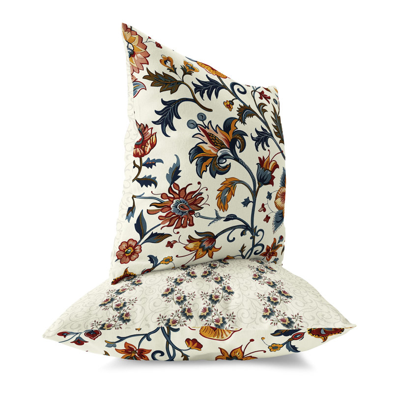 Coussin Garden Path, Bleu / Orange, H 18 po x l 18 po