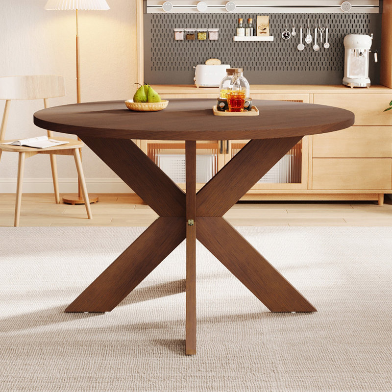 Table de cuisine ronde inspirée de la ferme - Design moderne en bois de cerisier
