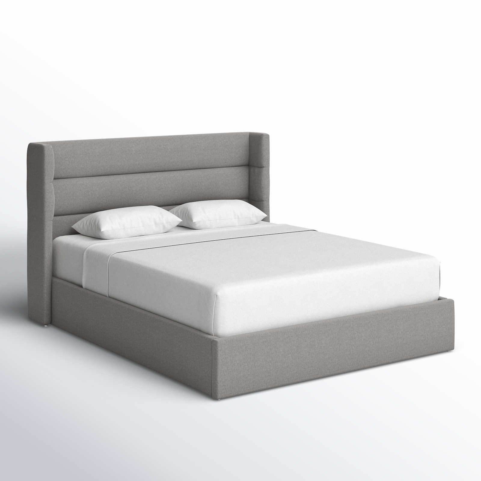 Doria Linen Upholstered Bed, Queen, Light Gray