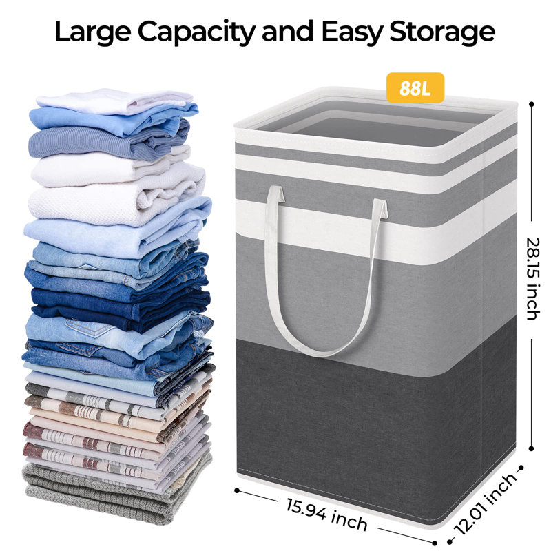 Laundry Basket with Handles, 28.15" H x 15.94" W x 12.01" D, 3