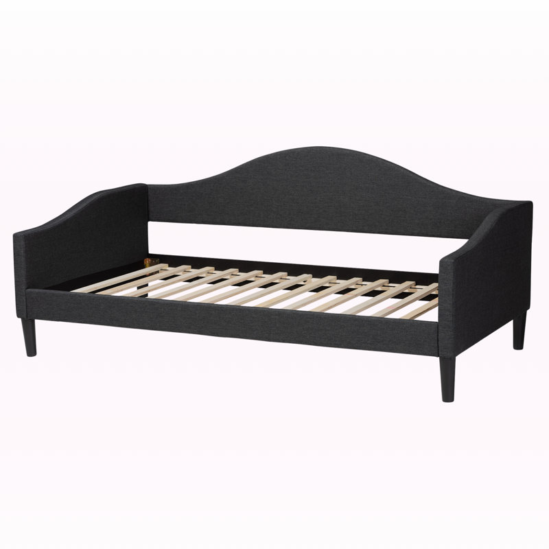 Montgomery Modern And Contemporary Beige Fabric Upholstered And Dark Brown Finished Wood Twin Size Daybed, Black, Twin