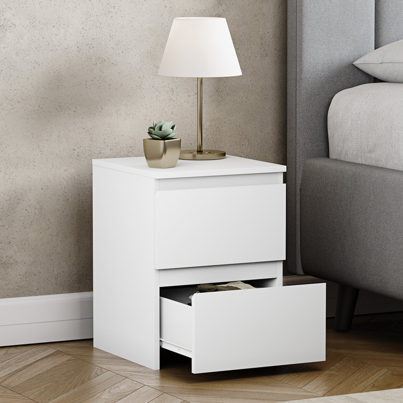 Cunha 29.5cm W Manufactured Wood Bedside Table, White