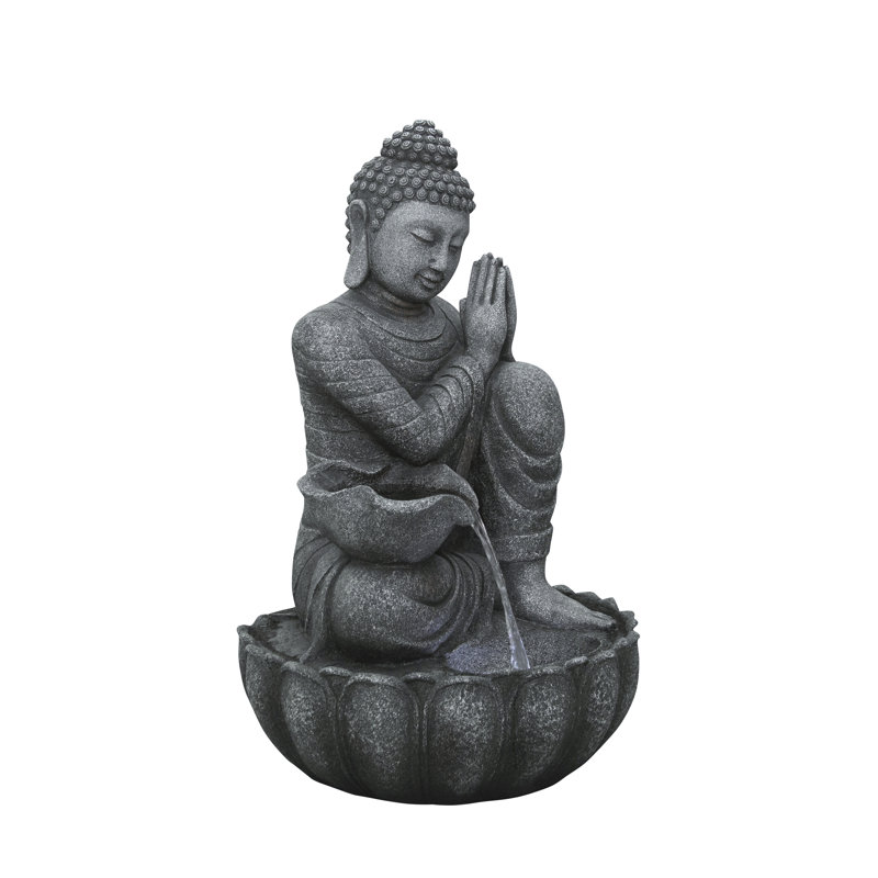 32" H Sitting Buddha Fountain with White LED