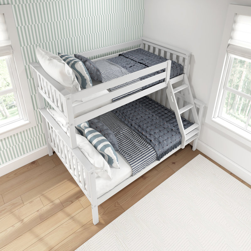 Lit superposé simple au-dessus de double en bois massif Aileana, Blanc