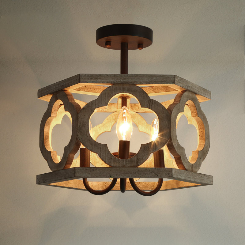 Luther Wood Semi Flush Mount