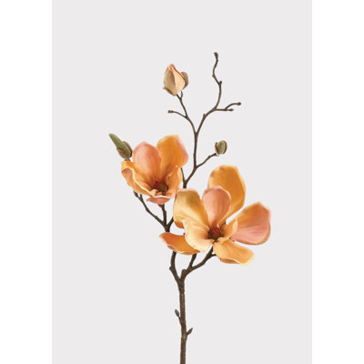 Tige de fleur de magnolia artificielle jaune pêche - 19 po
