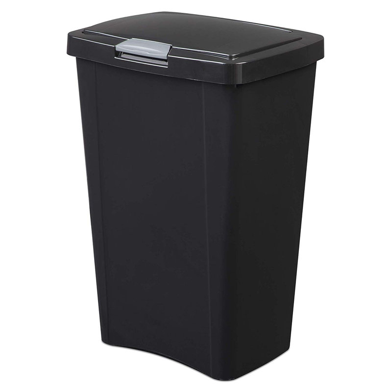 Sterilite 13 Gallon TouchTop Wastebasket with Titanium Latch, Black (12 Pack)