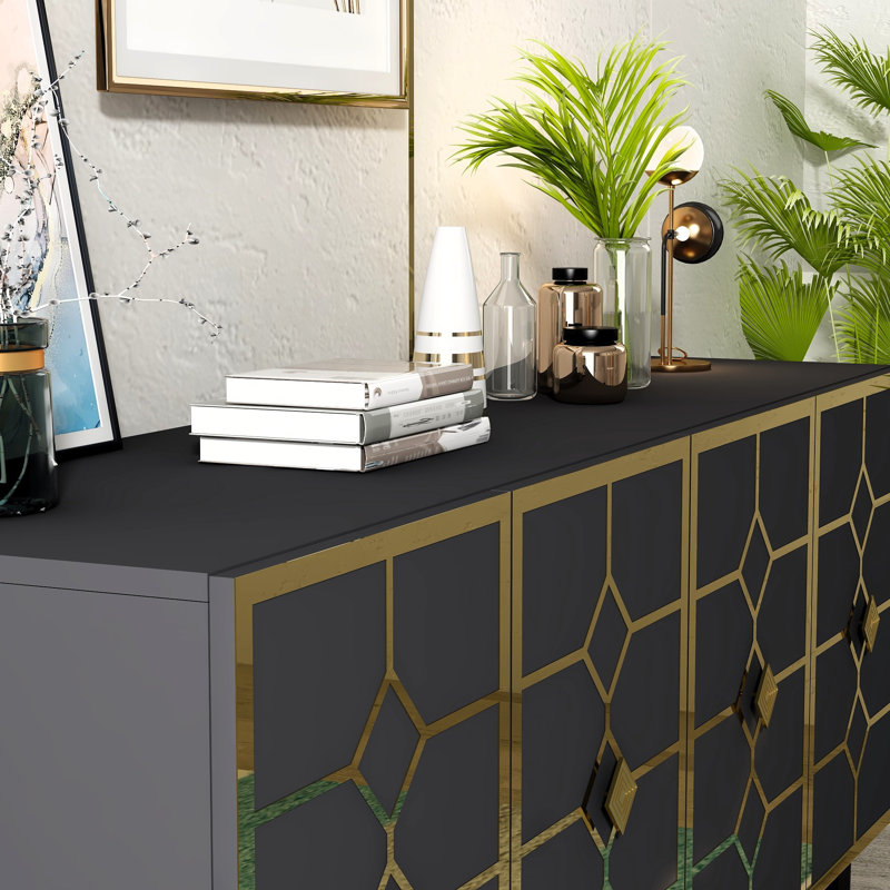 Minghui 150cm Console Table, Grey/Gold