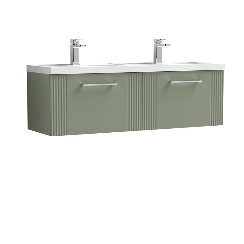 Deco 1205mm Double Bathroom Vanity with Integrated Polymarble Basin, Satin Green