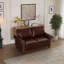 Sofa deux places de salon, accoudoirs arrondis, clous argentés, simili cuir-1026930770