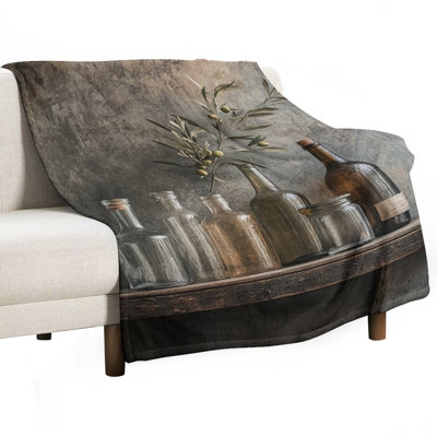 Jeté en flanelle de luxe Olive Olive