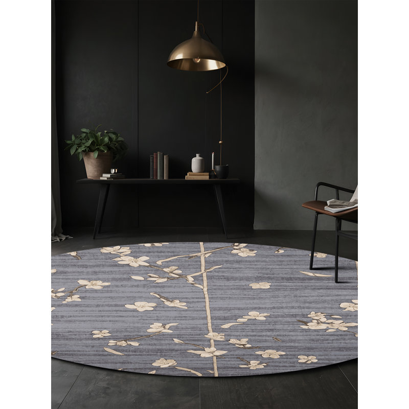 Machine Washable Pink Area Rug, Round 5'