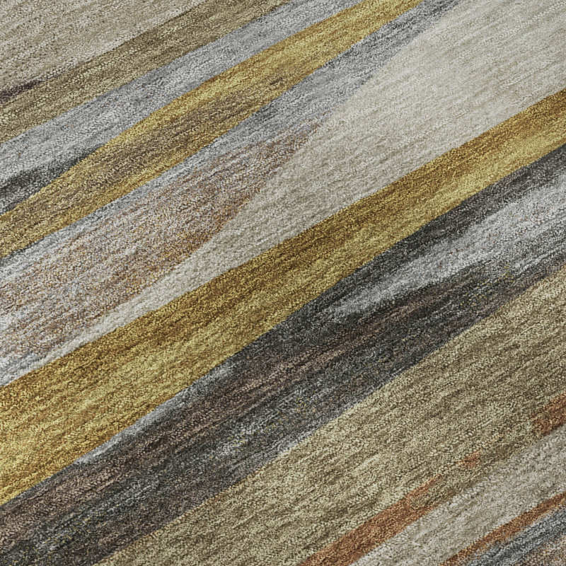 Tapis abstrait lavable à la machine Premium, Brun, 10 pi x 14 pi