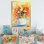Bouquet de fleurs orange et jaune - décoration murale en toile de ferme