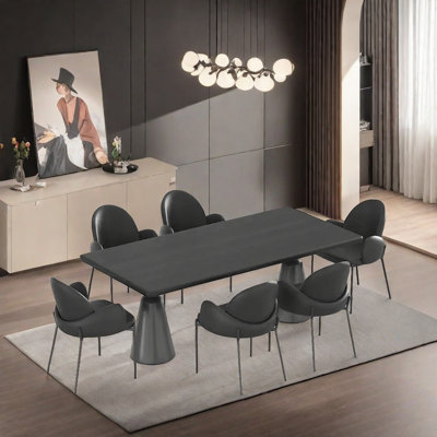 Solid wood black simple dining tables stes