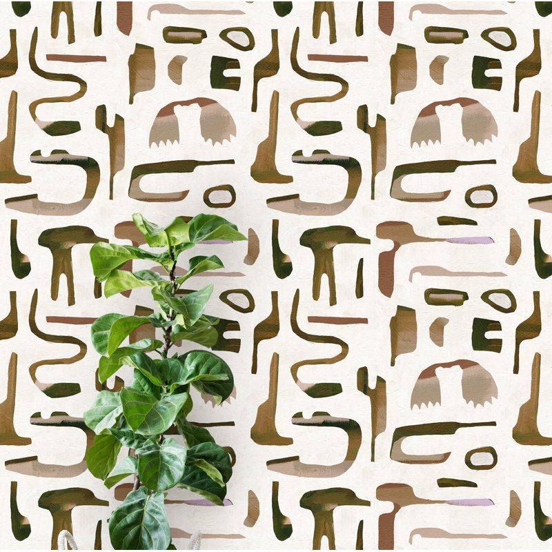 Susan Hable Abstract Wallpaper by Susan Hable, Brown/White