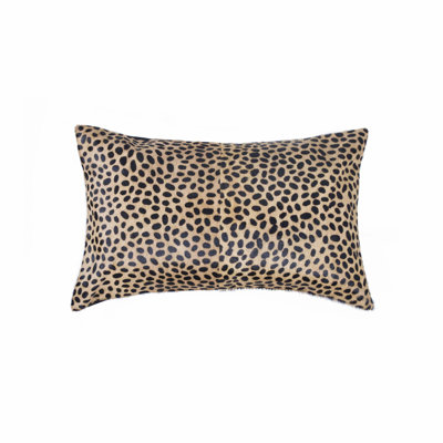 Coussin en cuir de vache guépard 12 po x 20 po x 5 po