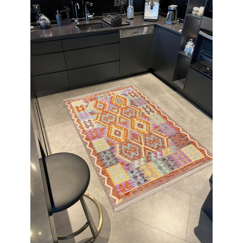 Tapis décoratif rétro multicolore à motifs mixtes, Tapis de couloir 3 pi 3,37 po x 9 pi 10,11 po