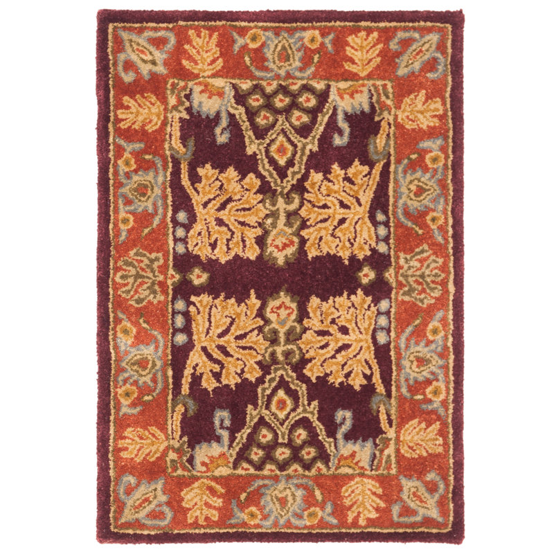 Molter Hand-Tufted Wool Red Area Rug, Rectangle 2' x 3'