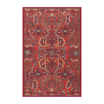Tapis rouge/brun/beige traditionnel Chambery