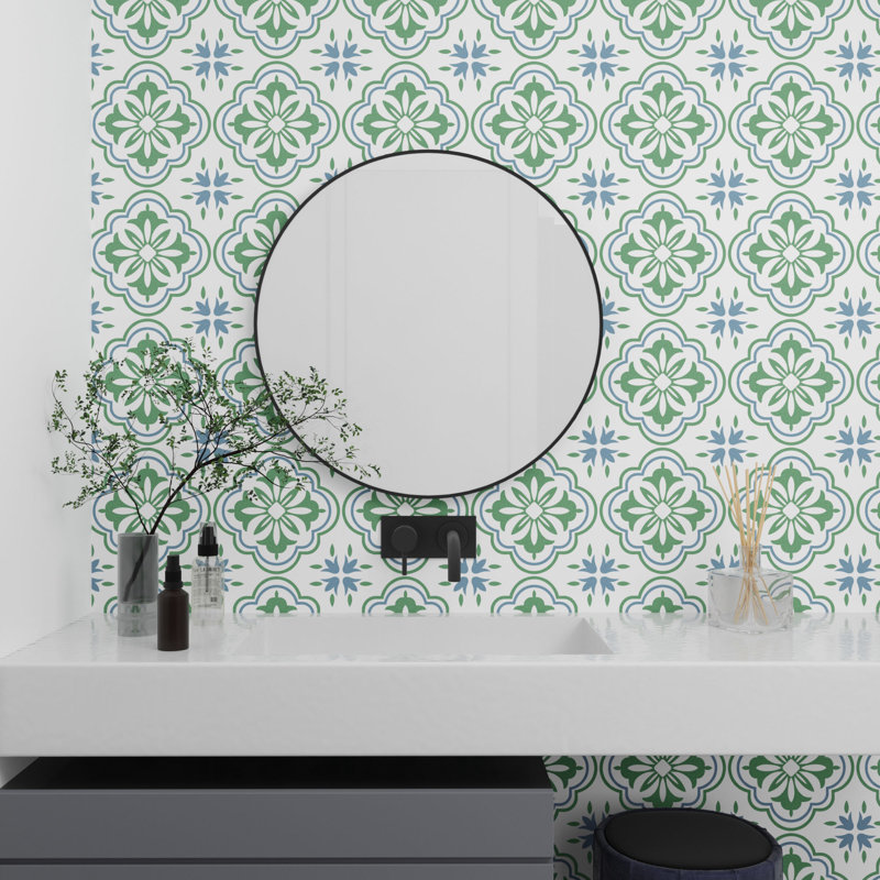 12 po X 120 po Rouleau décoratif de vinyle adhésif pour plancher et mur (10 pi. Ca.), Flore, Vert