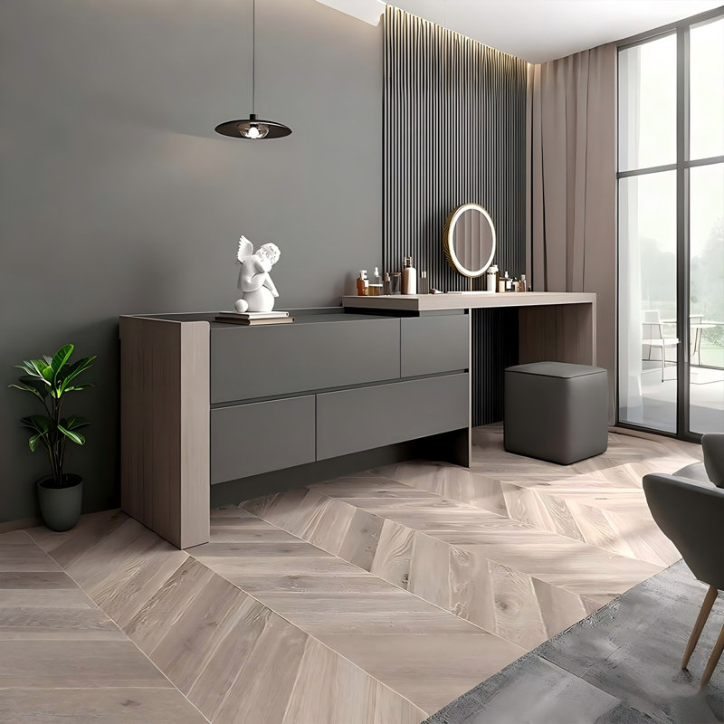 Meuble-lavabo en bois massif 55,12 po gris