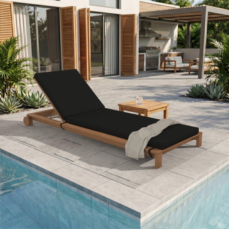Sunbrella® Outdoor Chaise Cushion, 26" W x 80" D, Canvas Black
