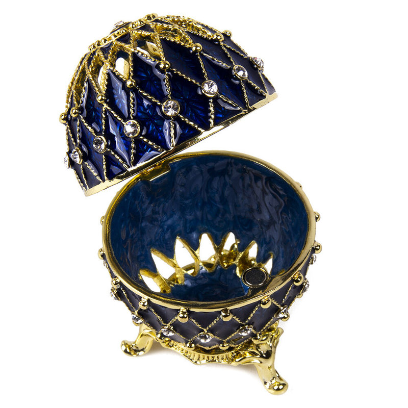 Openwork Mesh Imperial Egg Jewelry Box, Blue