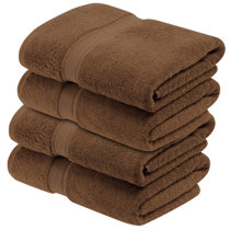 Handmade 3-piece Dark Brown Bath Towel Set Trimmed With Dark Brown