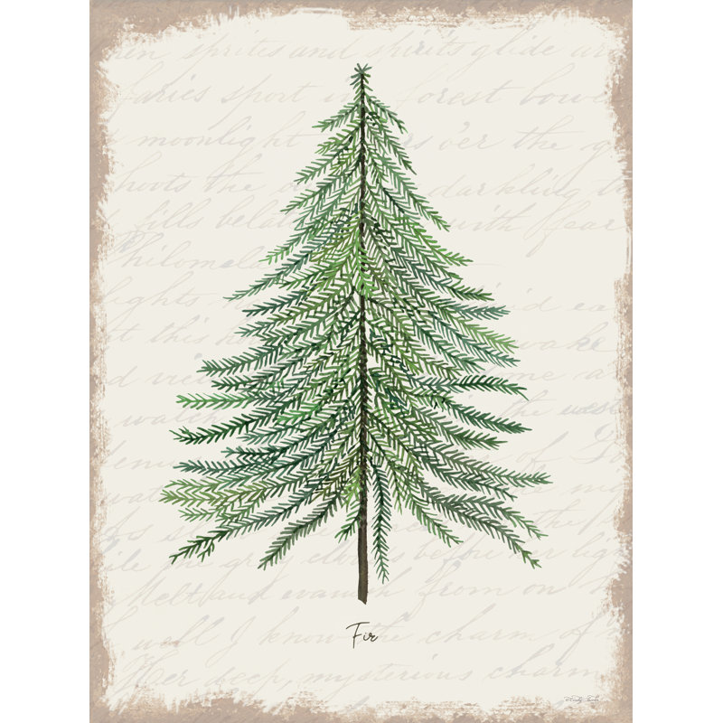 Sapin botanique sur toile par Cindy Jacobs, H 12 po x l 8 po