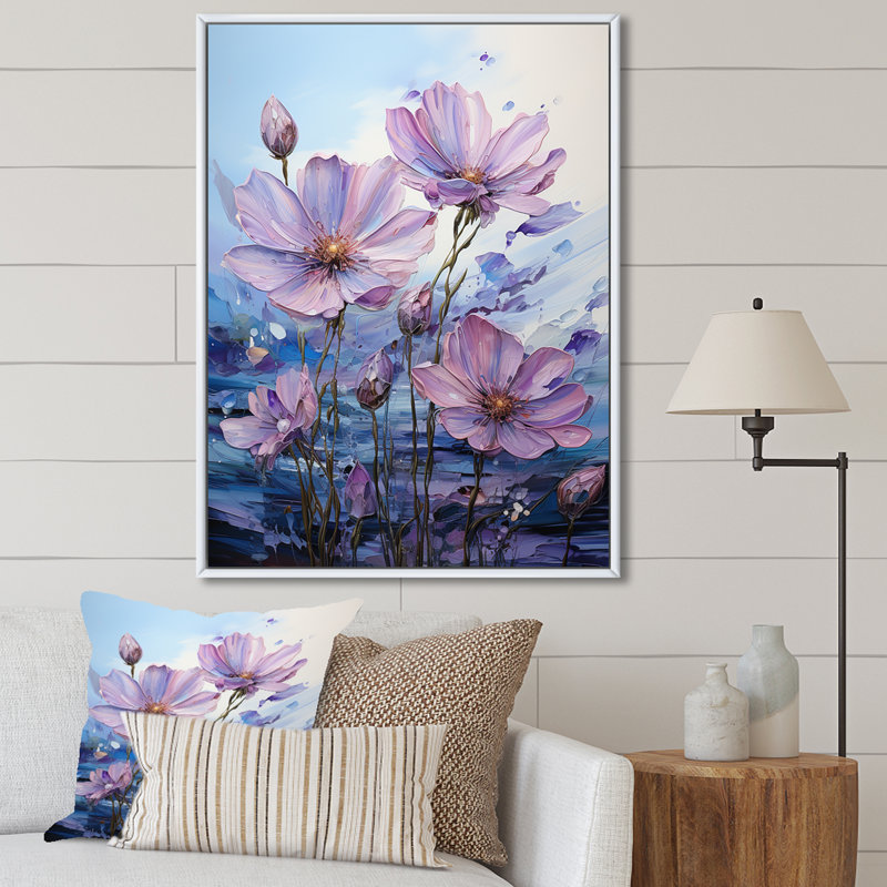 «Pink Morning Glory», impression sur toile, H 20 po x l 12 po x P 1 po, Cadre flottant blanc