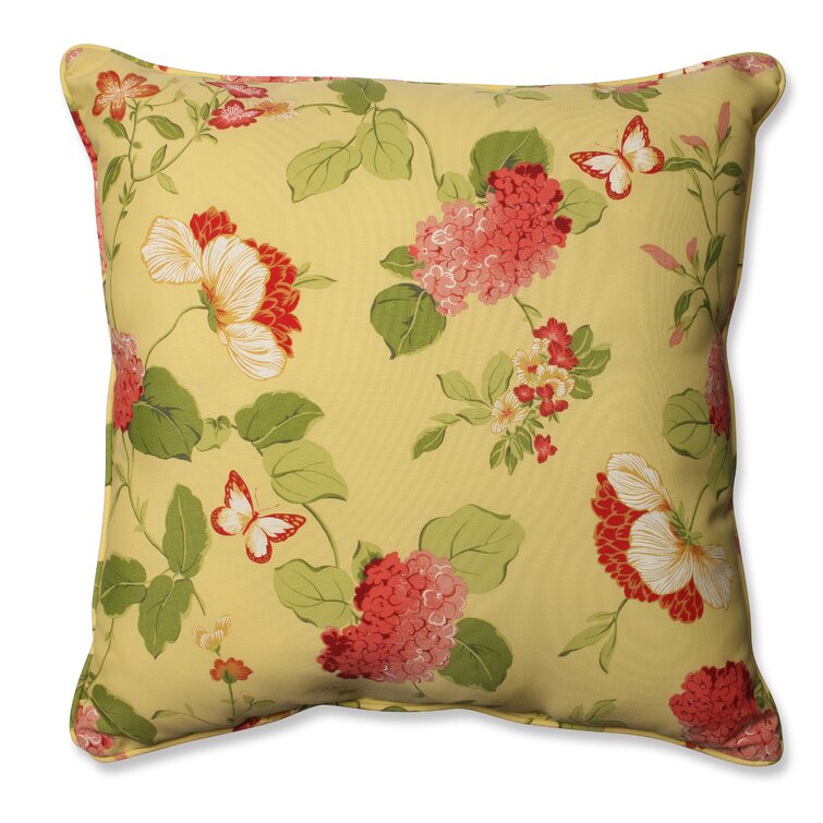 Colorful Hydrangea Yellow Floral Throw Pillow Cover