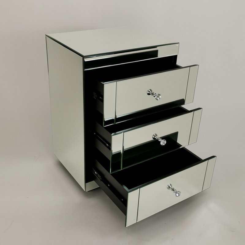 Wymore 3 - Drawer Mirrored Accent Chest in Clear Mirror