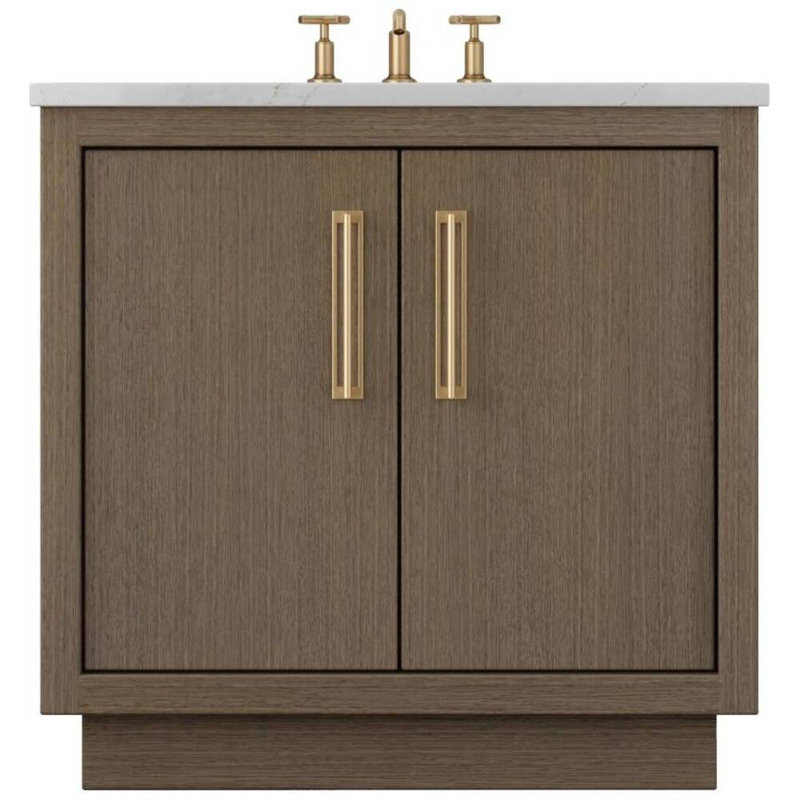 Avalon Single Bath Vanity, Smoked Modern, 42", Satin Gold