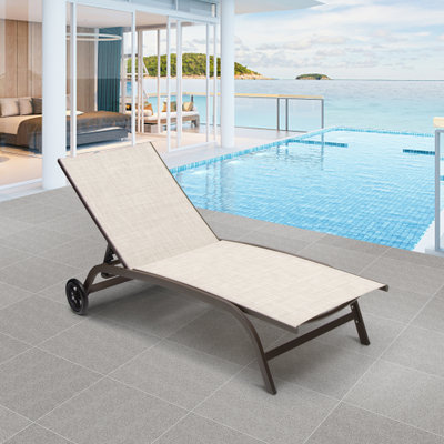 Crescentino 66.93" Long Single Chaise Lounge with Wheels by Latitude Run