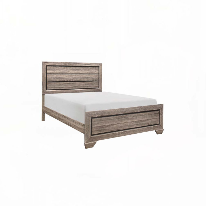 Lit à panneau de style contemporain avec tête de lit en bois, Grand