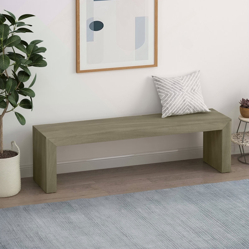 Banc de salle à manger en bois d'acacia, gris et taupe