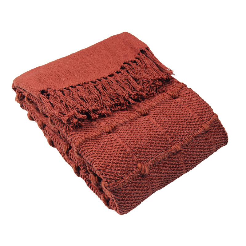 Motti Tufted Stripe Throw, Red Clay