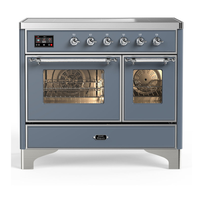 Majestic III Series 40 Inch Induction Range with 6 Induction Elements in Stainless Steel (Brass Trim), Blue Gray, Chrome