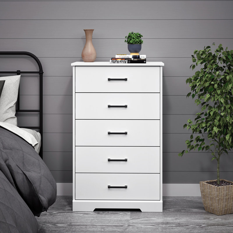 Yazeed 27.5'' W 5 - Drawer Dresser, White
