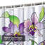 Rideau de douche imperméable à motif floral et orchidée avec 12 crochets-479331447