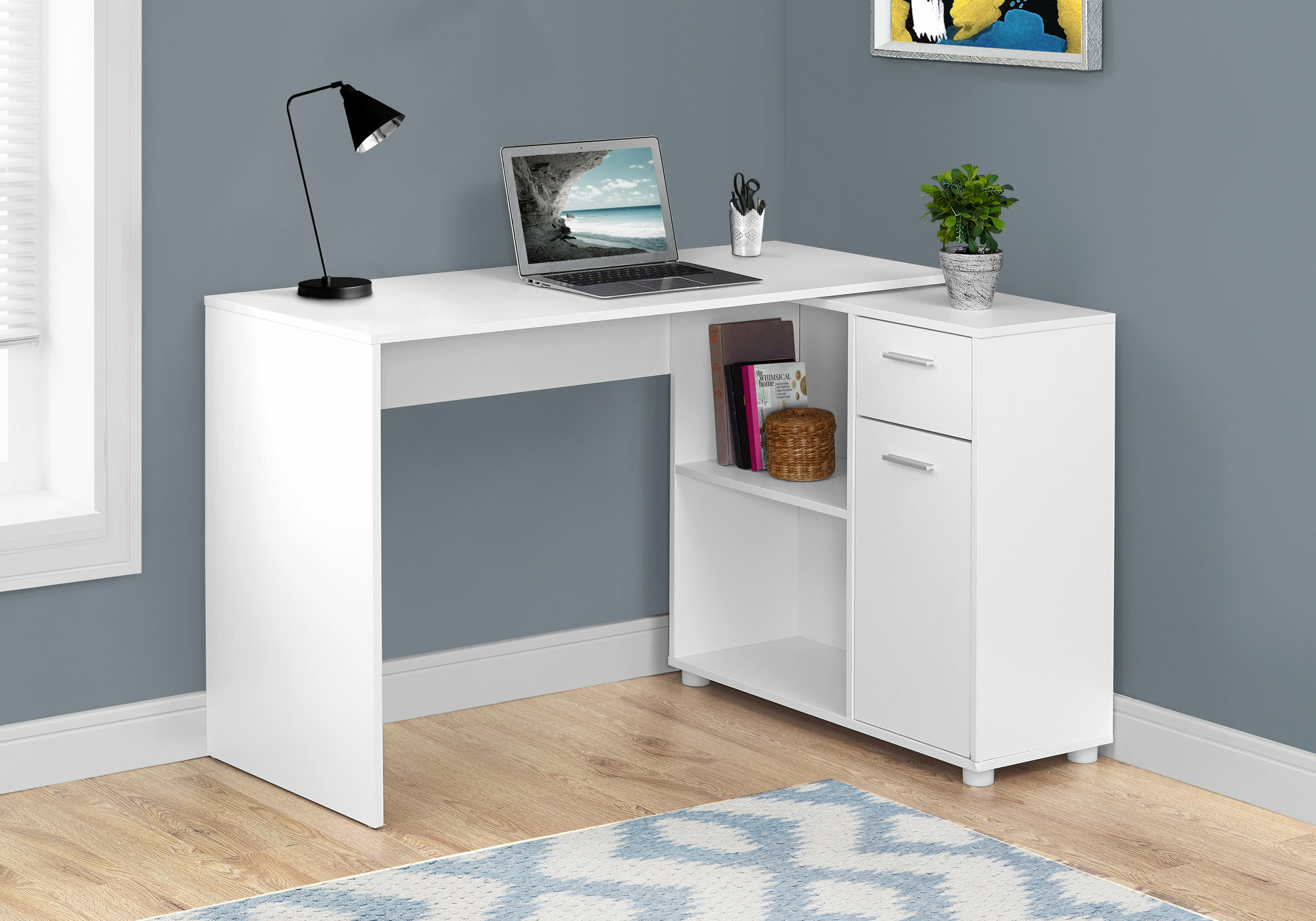 Latitude Run® Lishia 60 Corner Desk, L Shape with Storage Drawers, Shelves  - Home Office Computer Laptop Desk & Reviews