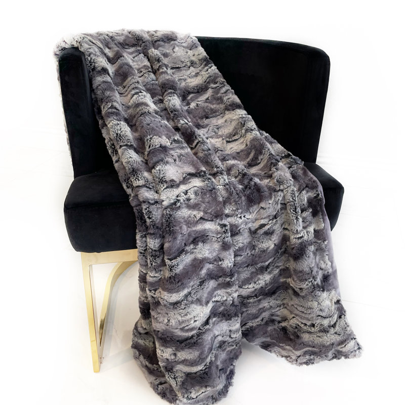 Wild Rabbit Knitted Throw Blanket, 80" W x 110" L, Gray