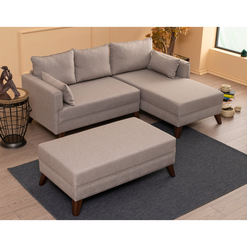 Modern Corner Sofa-Bed, Cream Color, 80.7 x 33.5 x 55.1 inches | Durable Wood/MDF Frame, 100% Polyester Easy Clean Fabric | 28 DNS Foam Comfort, Scandinavian Design, Perfect for Small Spaces & Guest Rooms